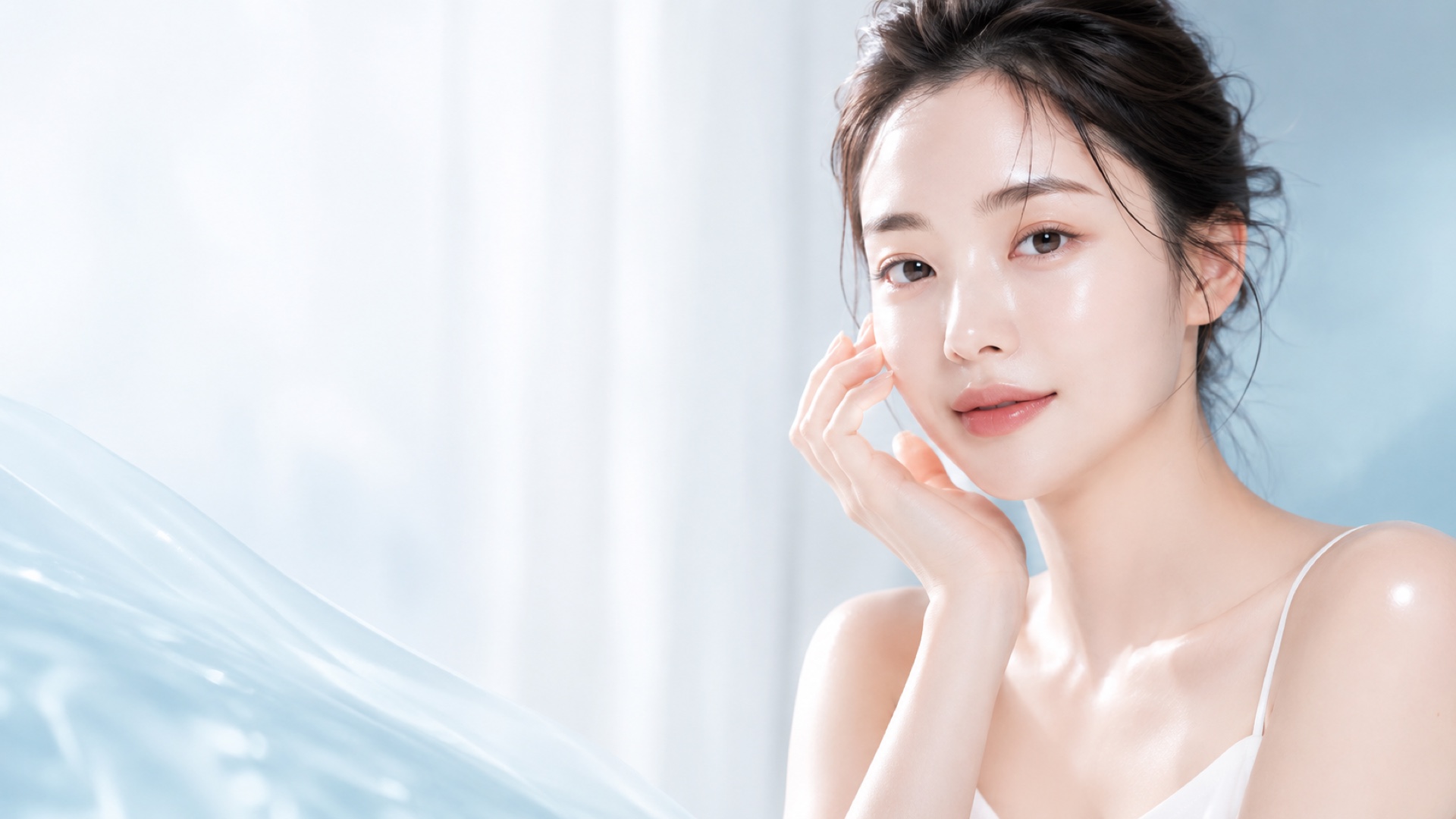 韓国美容のイメージ｜透明感のあるグラススキンの女性